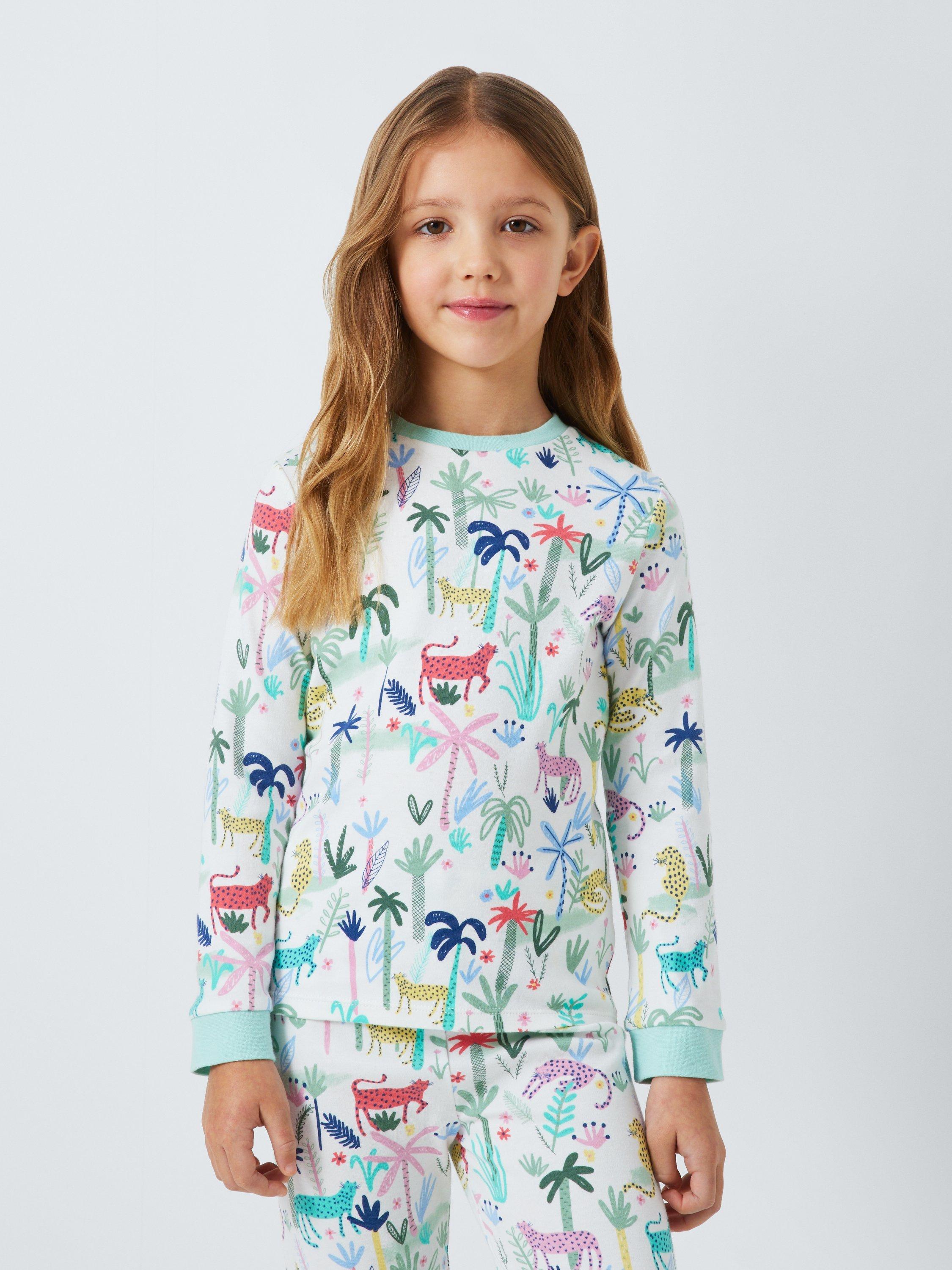 Product image 3 of 7, which shows John Lewis Kids' Jungle Cats Pyjamas, Pack of 2, Green Multi, 2 years