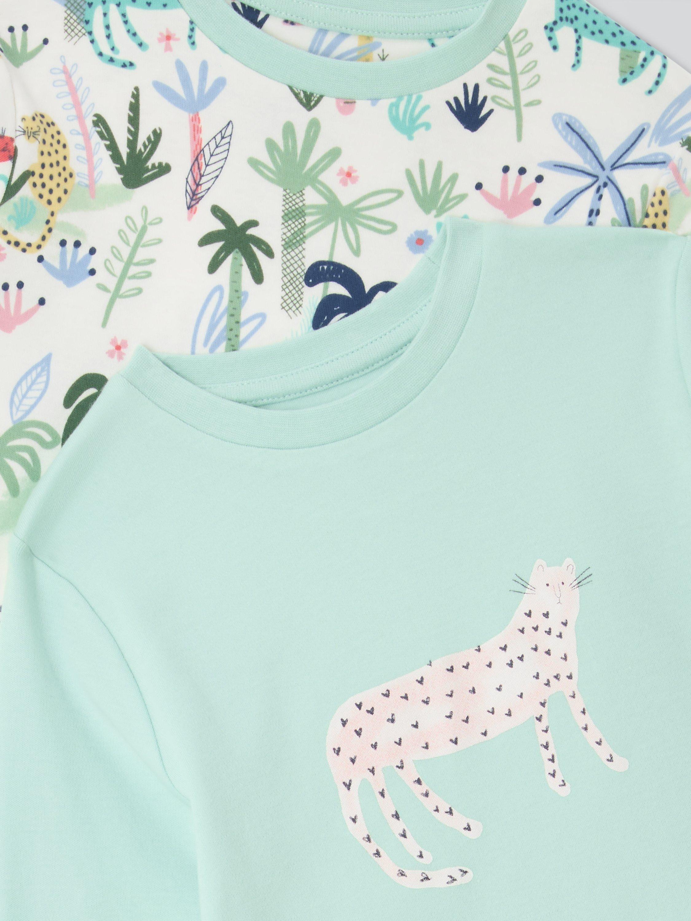 Product image 5 of 7, which shows John Lewis Kids' Jungle Cats Pyjamas, Pack of 2, Green Multi, 2 years