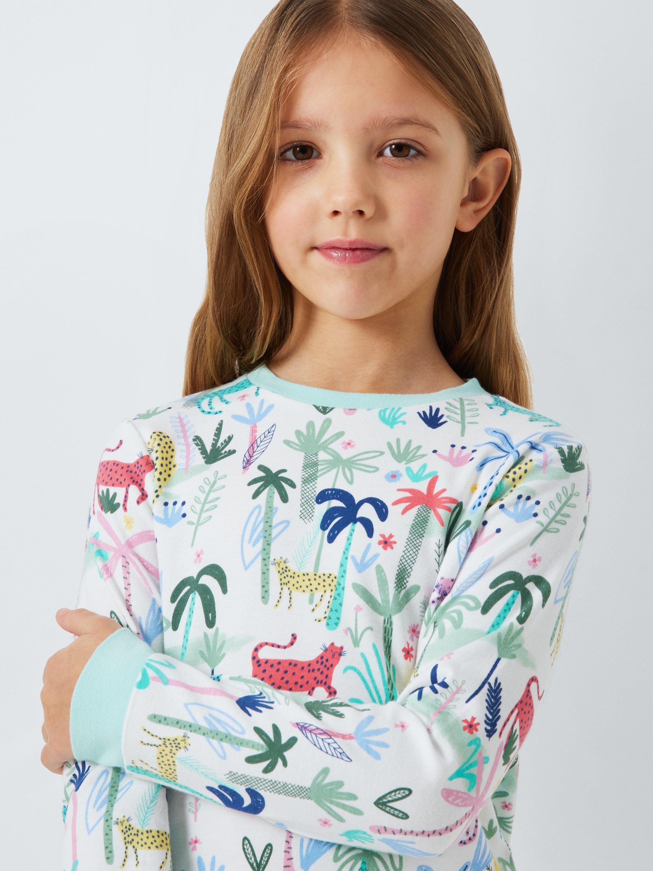 Product image 6 of 7, which shows John Lewis Kids' Jungle Cats Pyjamas, Pack of 2, Green Multi, 2 years