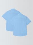 John Lewis Boys' Short Sleeve School Shirt, Pack of 2,, Blue
