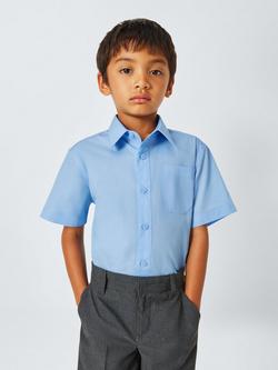 John Lewis Boys' Short Sleeve School Shirt, Pack of 2, - view 2, Blue