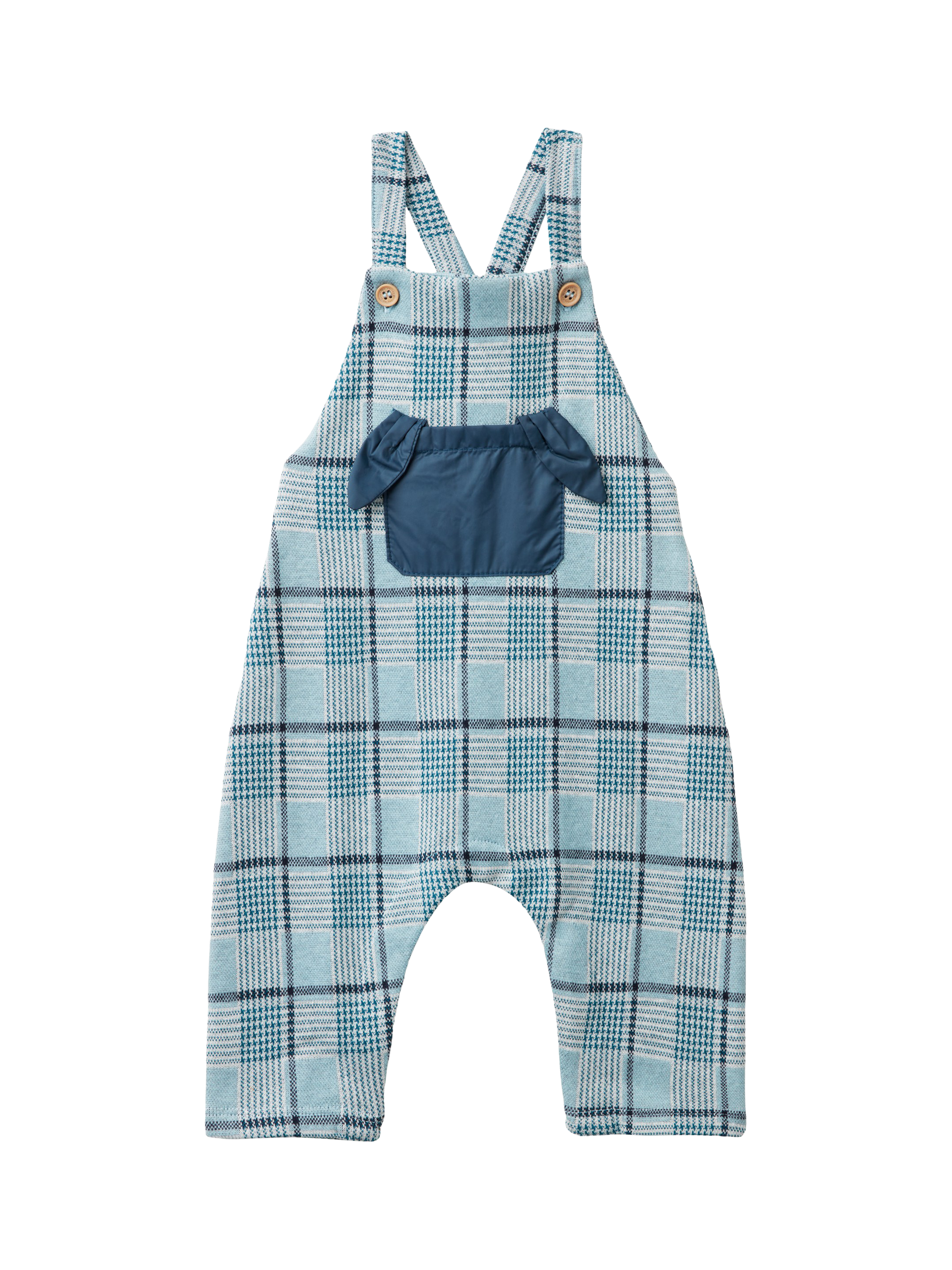 Benetton Baby Check Jacquard Dungarees, Blue/Multi