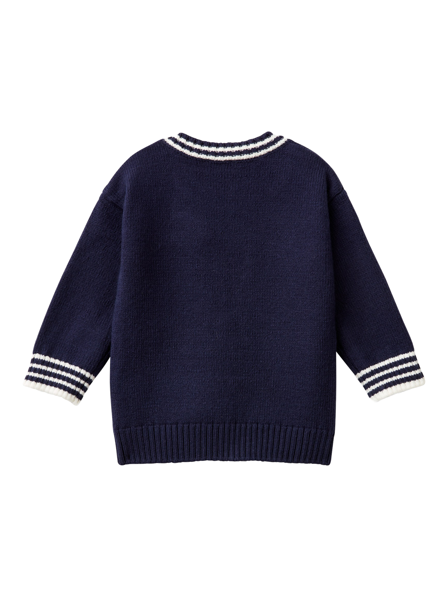 Product image 2 of 3, which shows Benetton Baby Stitch Print Jumper, Navy, 6-9 months