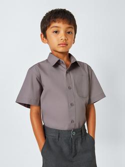John Lewis Boys' Short Sleeve School Shirt, Pack of 2, - view 2, Grey