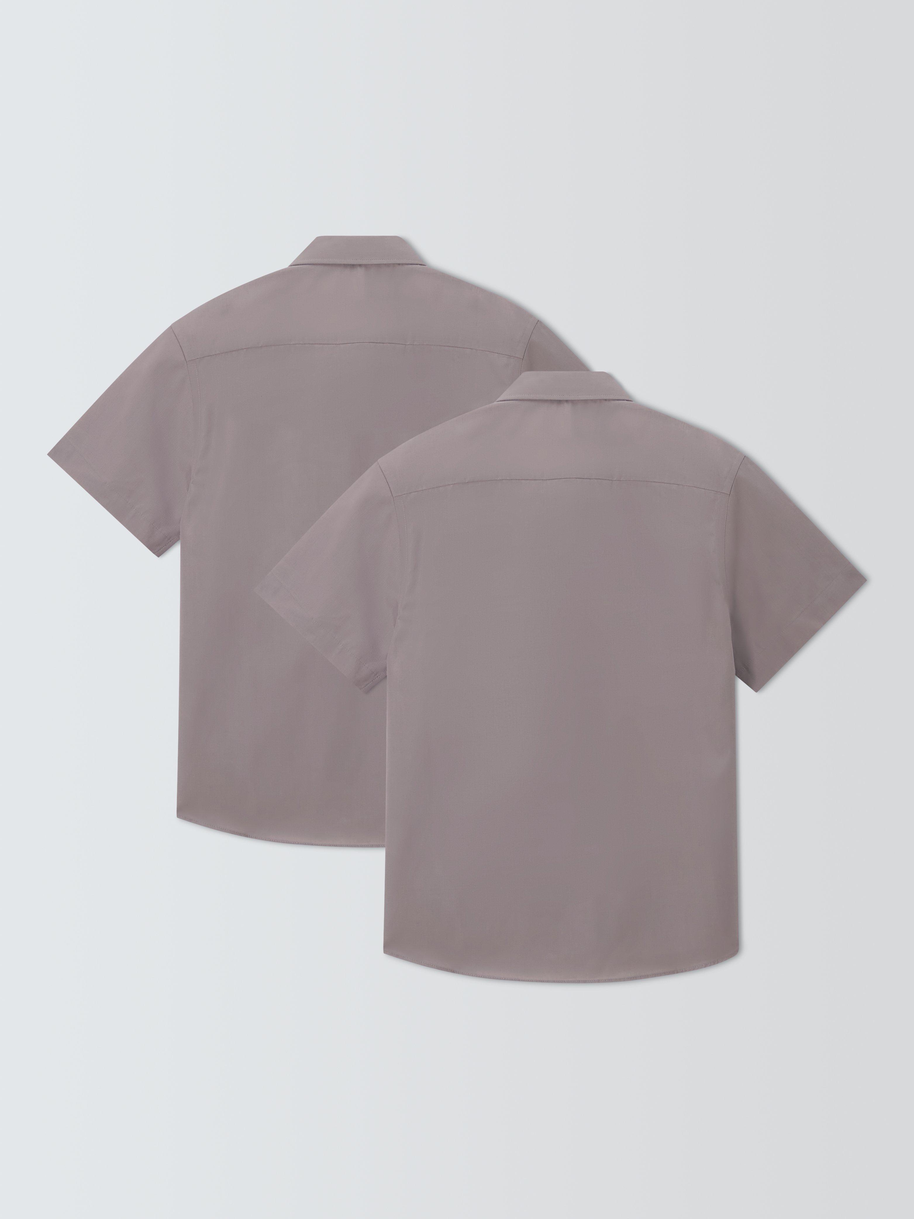 Product image 2 of 6, which shows John Lewis Boys' Short Sleeve School Shirt, Pack of 2, Grey, 3 years
