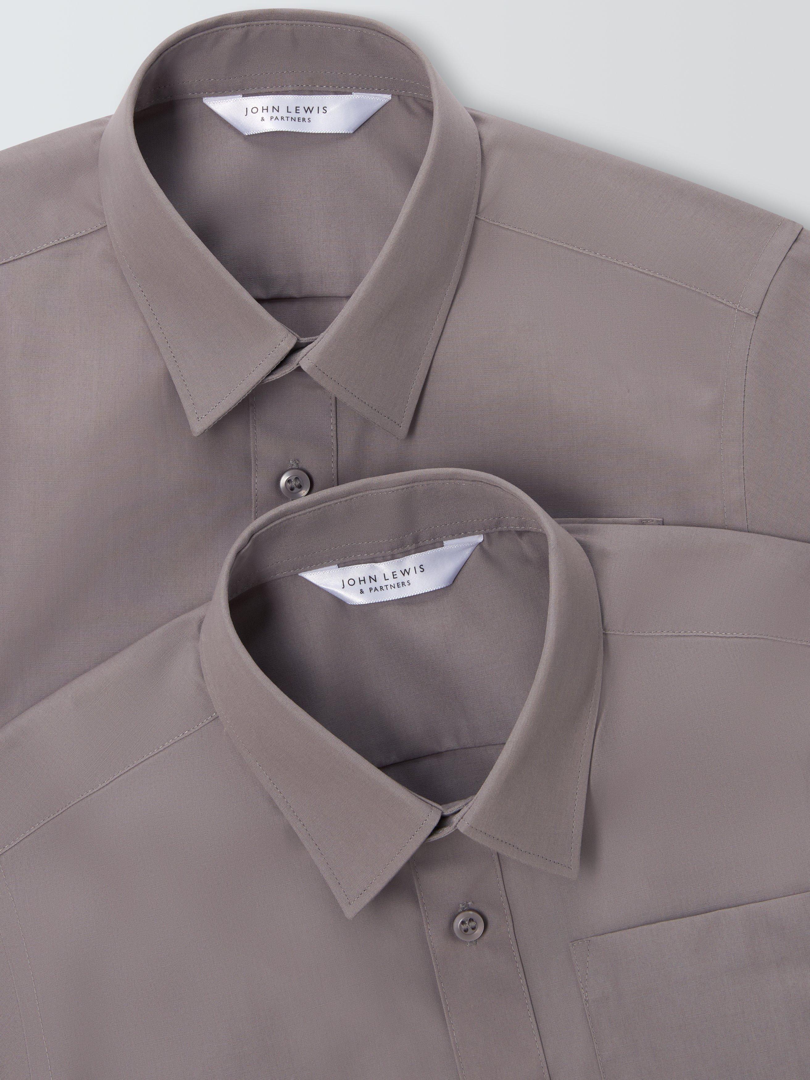 Product image 3 of 6, which shows John Lewis Boys' Short Sleeve School Shirt, Pack of 2, Grey, 3 years