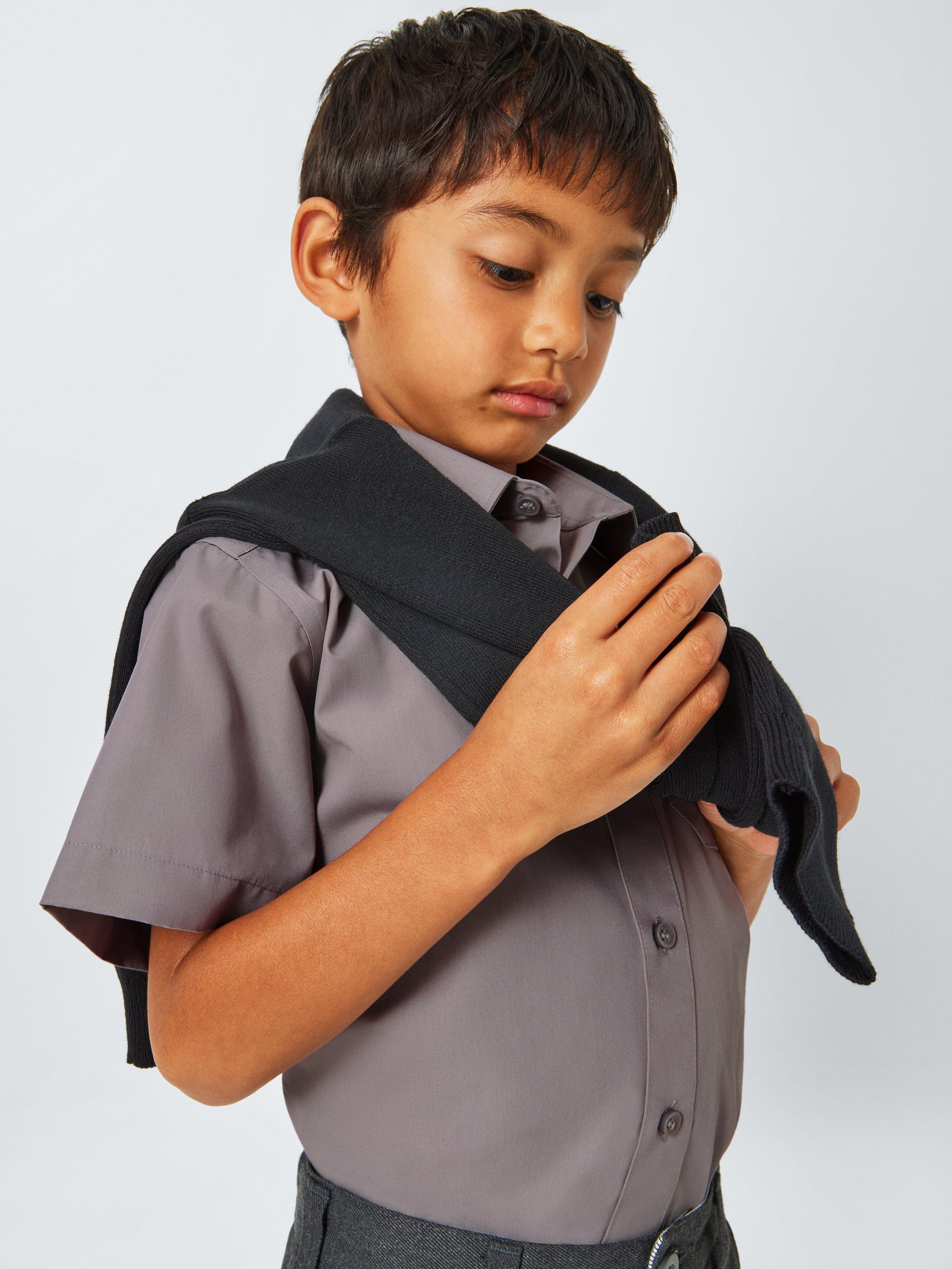 Product image 6 of 6, which shows John Lewis Boys' Short Sleeve School Shirt, Pack of 2, Grey, 3 years