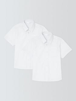 John Lewis Boys' Short Sleeve School Shirt, Pack of 2,, White