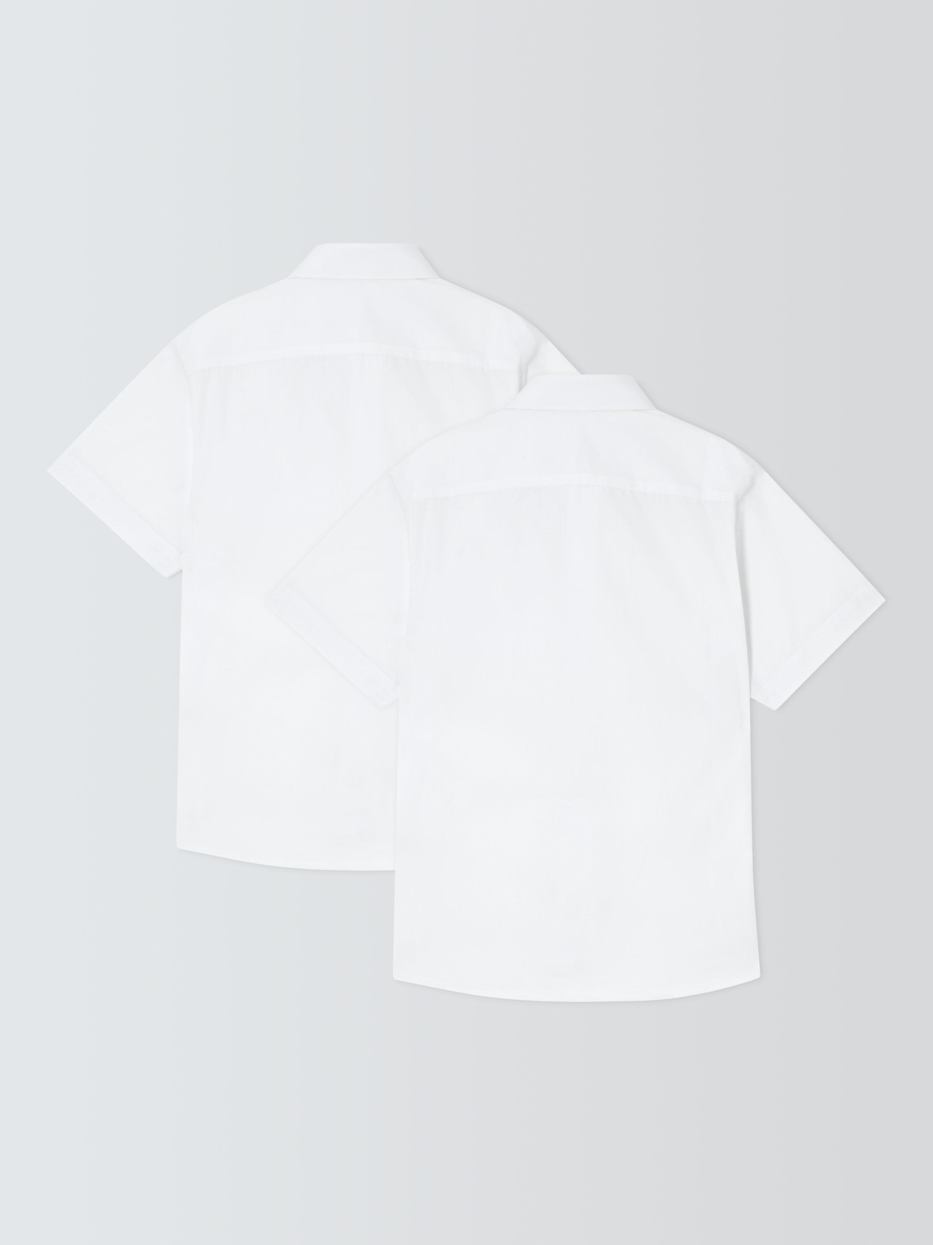 Product image 2 of 7, which shows John Lewis Boys' Short Sleeved Shirt, Pack of 2, White, 3 years