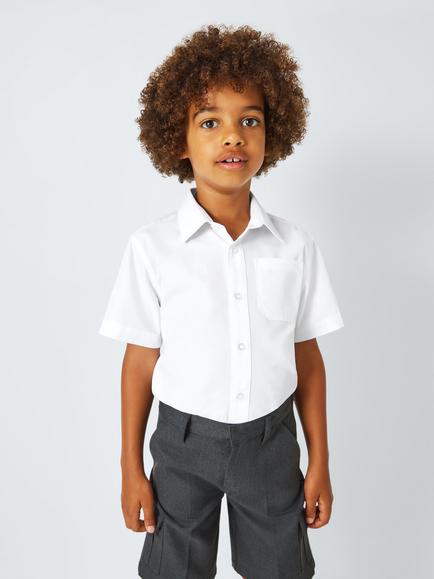 John Lewis Boys' Short Sleeve School Shirt, Pack of 2, - view 2, White