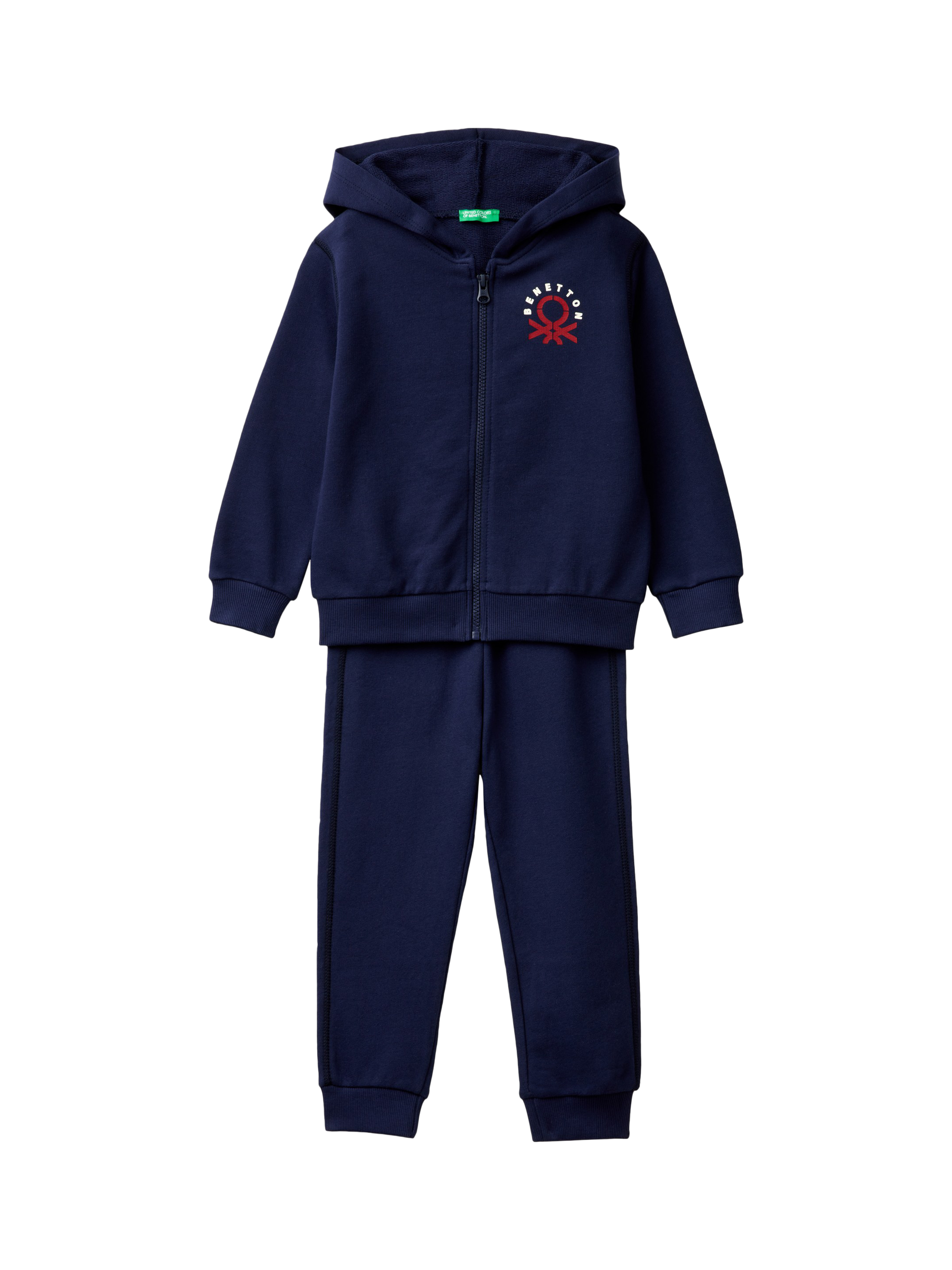 Benetton Kids' Zipped Hoodie & Joggers Set, Night Blue