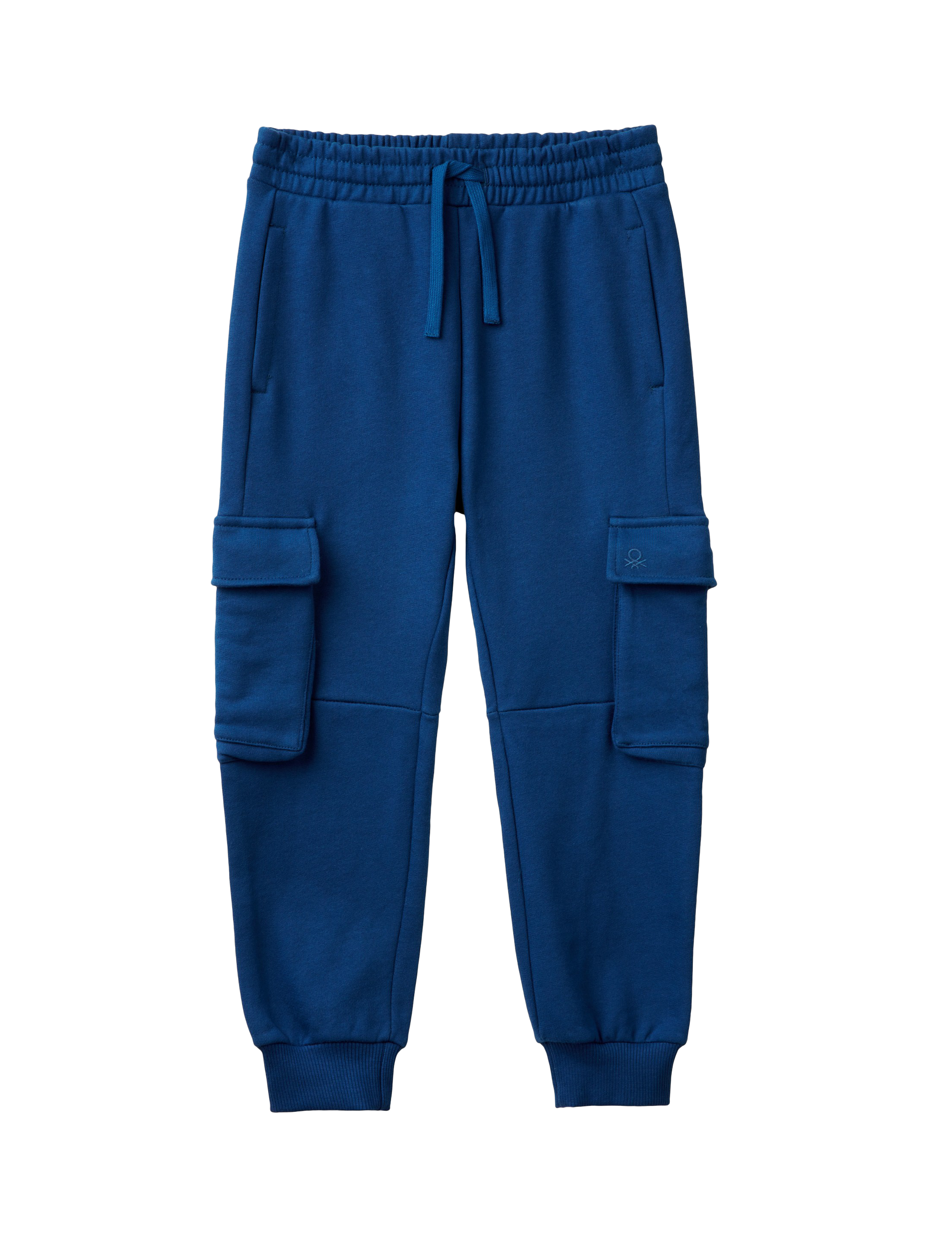 Benetton Kids' Cotton Fleece Cargo Jogger Trousers, Night Blue