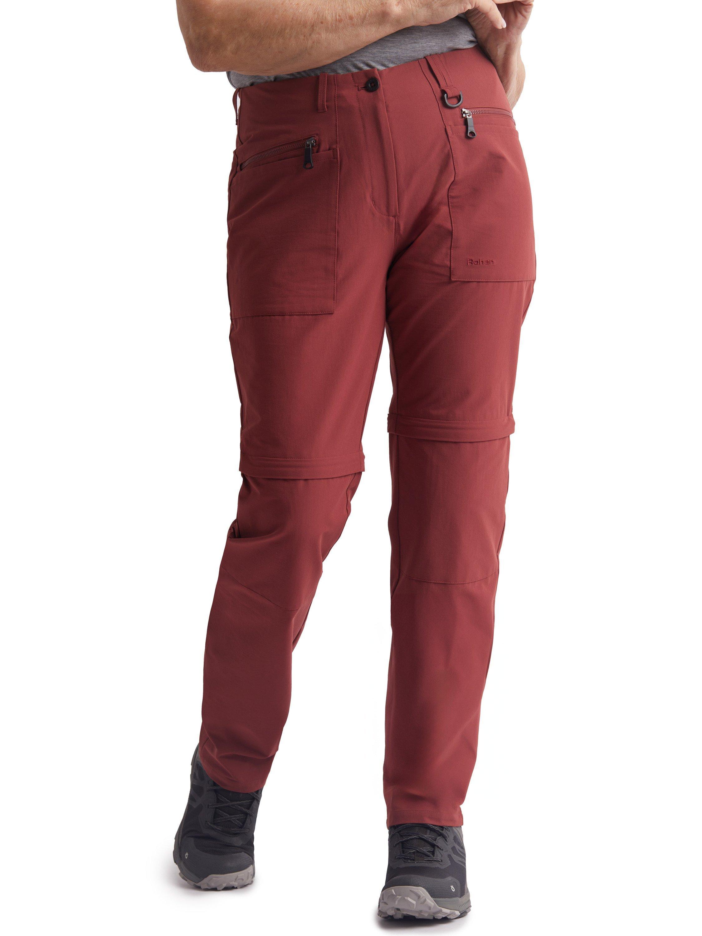 Rohan Stretch Bags Zip Off Walking Trousers, Auburn Red