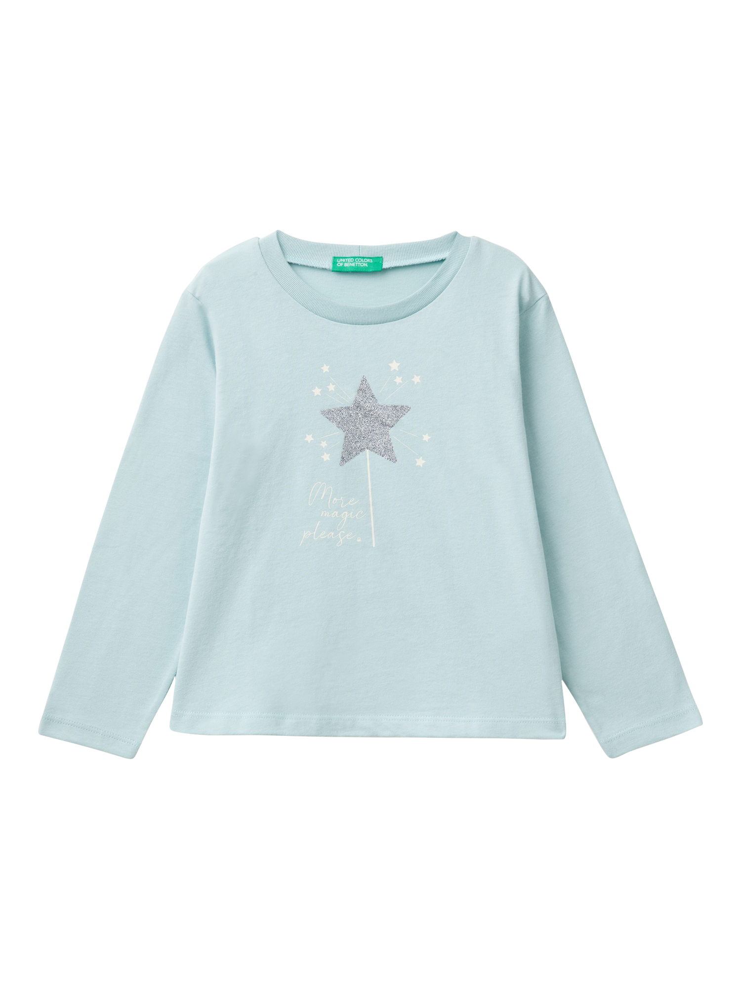 Benetton Kids' Glitter Print Long Sleeve T-Shirt