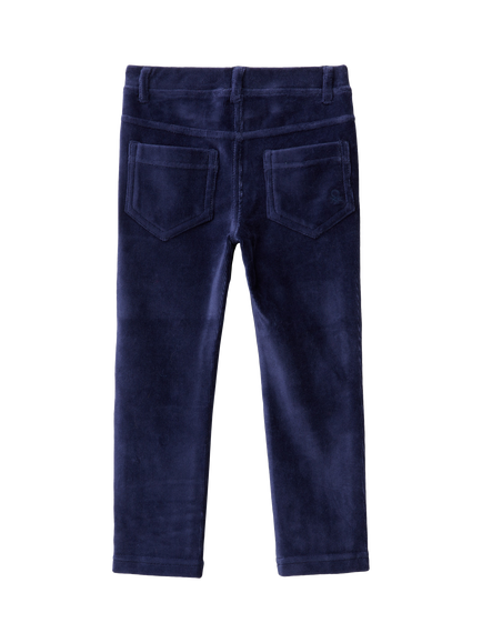 Benetton Kids' Stretch Chenille Trousers, Night Blue - view 2, Night Blue