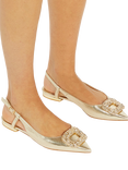 Dune Confidence Solitaire Slingback Flats, Gold