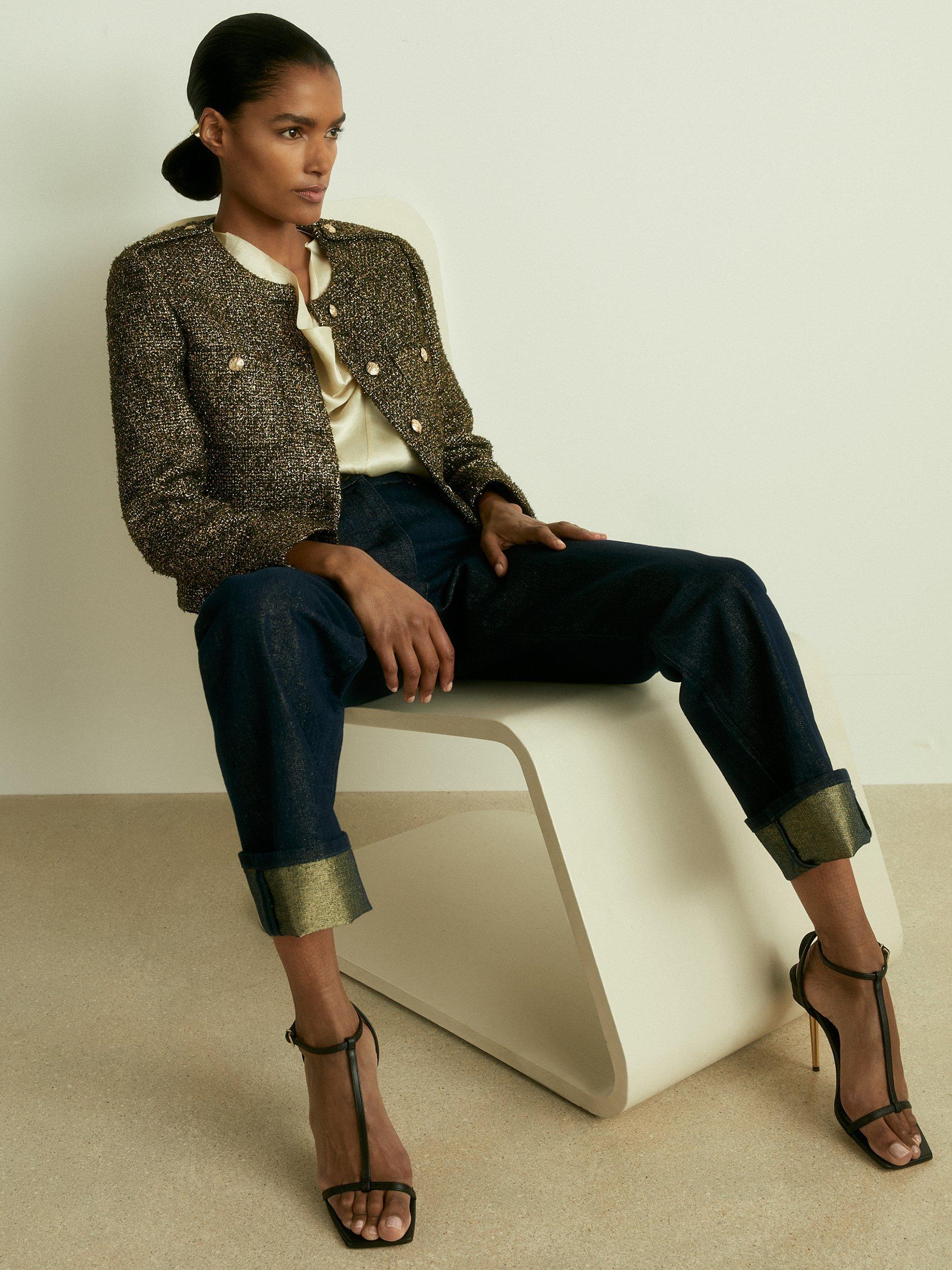 Reiss Wynee Metallic Jacket, Gold