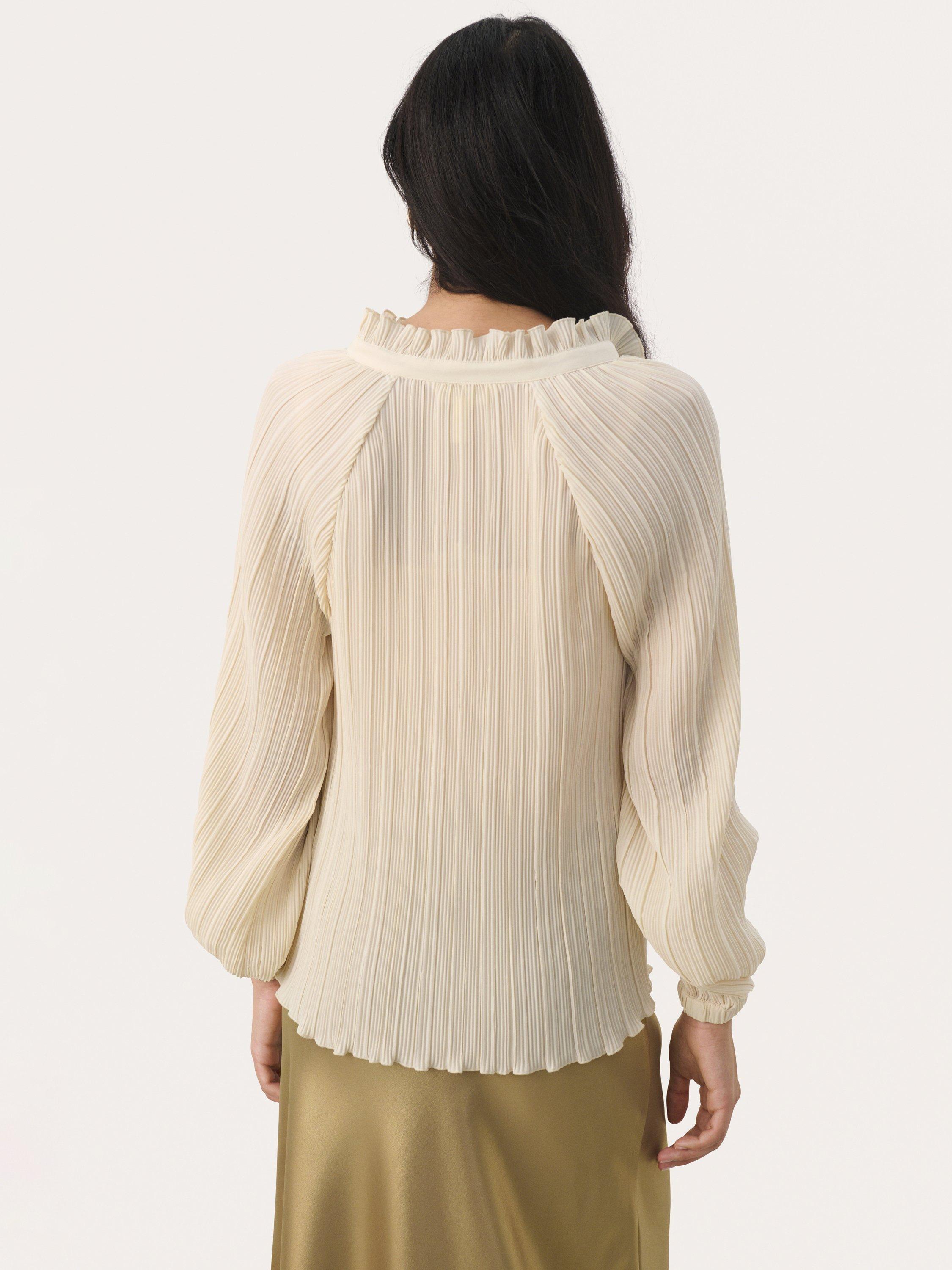 Product image 2 of 3, which shows Part Two Myra Pleated Mandarin Collar Top, Birch, 8