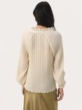 Part Two Myra Pleated Mandarin Collar Top, Birch