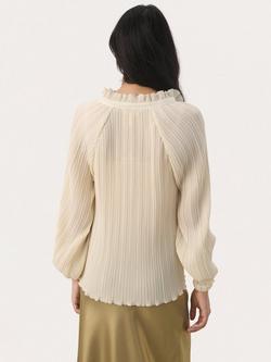 Part Two Myra Pleated Mandarin Collar Top - view 2, Birch
