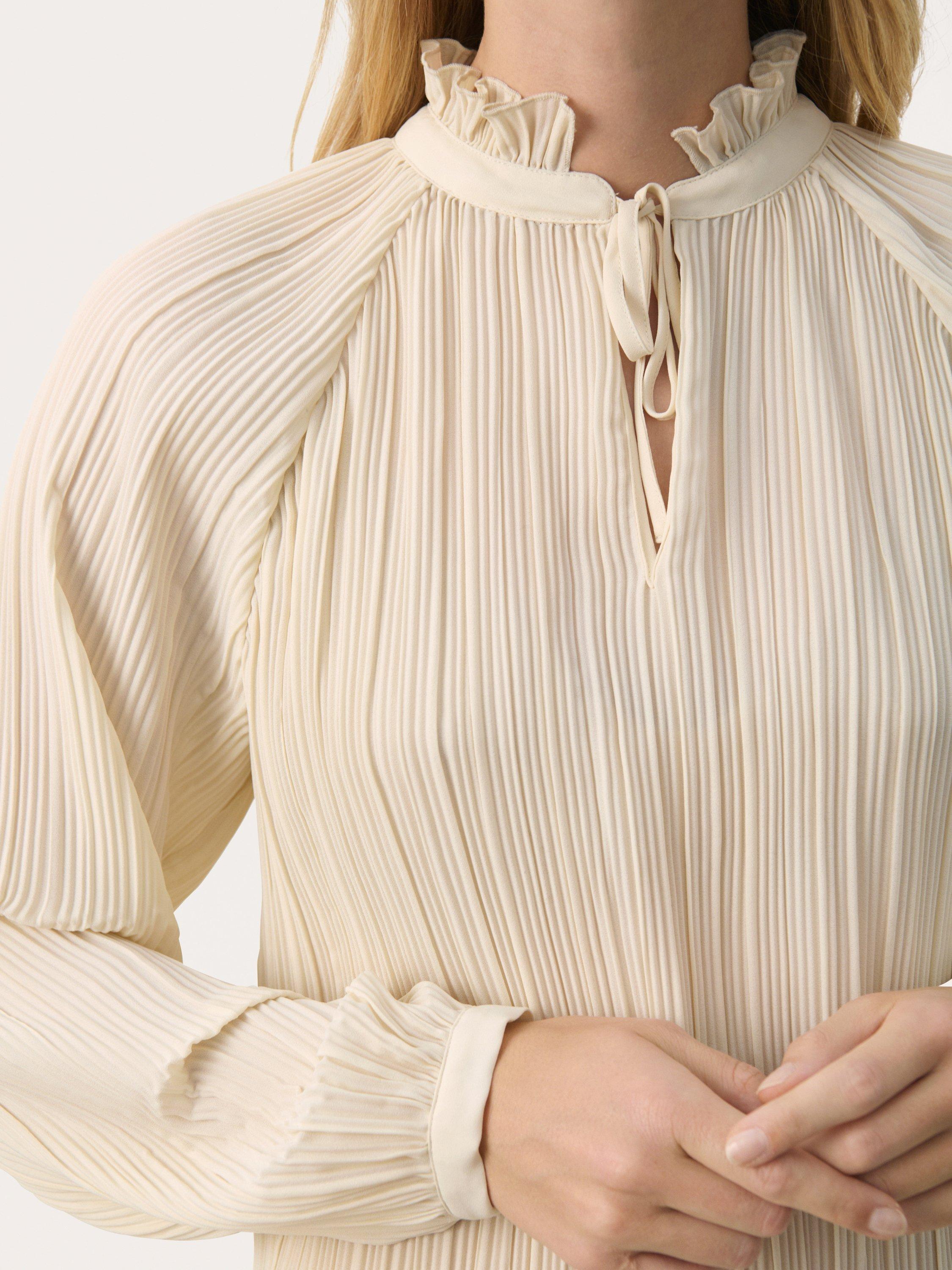 Product image 3 of 3, which shows Part Two Myra Pleated Mandarin Collar Top, Birch, 8