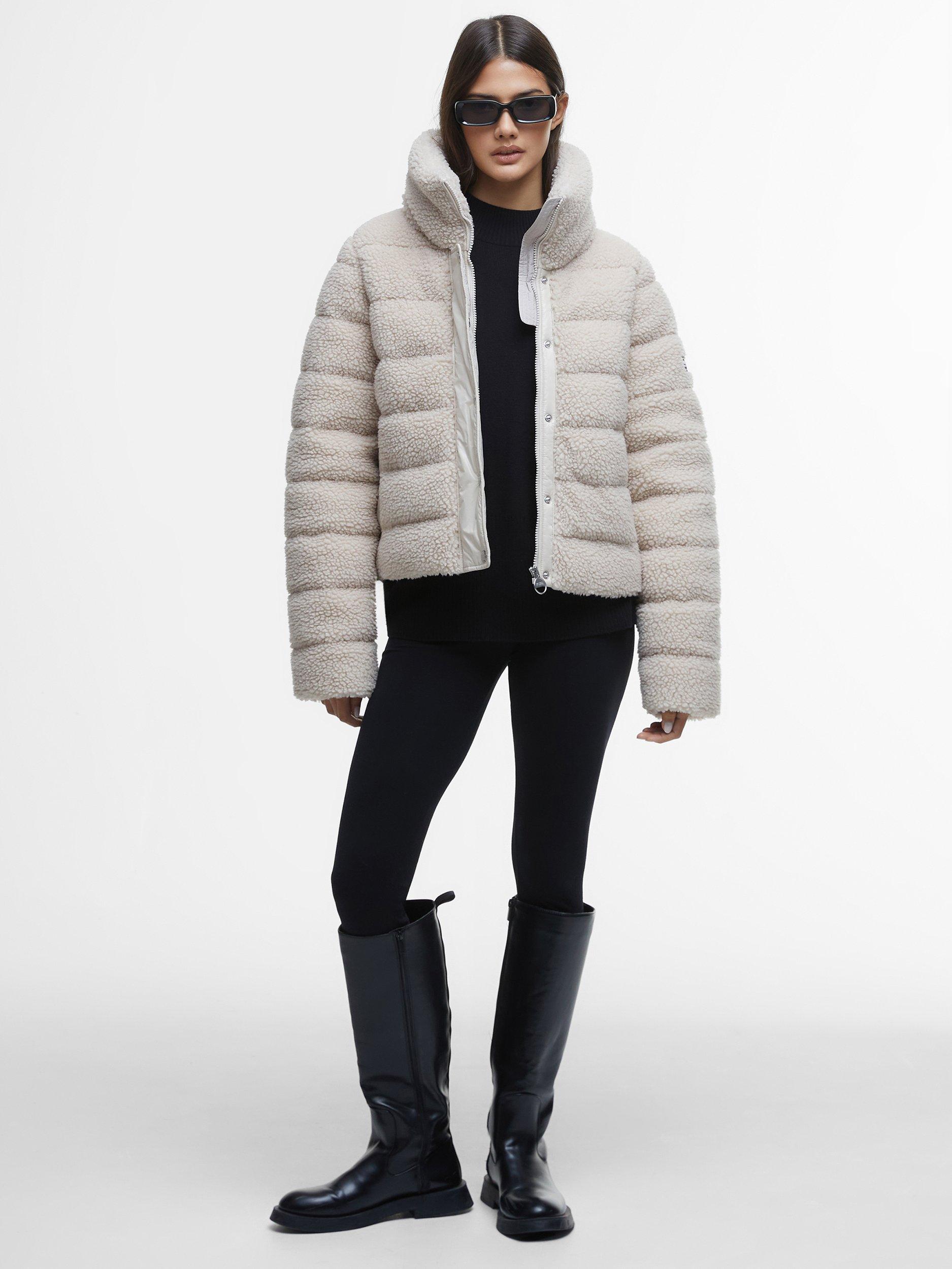 Product image 3 of 7, which shows Barbour International Franchesca Fleece Quilted Jacket, Silver Cloud, 16