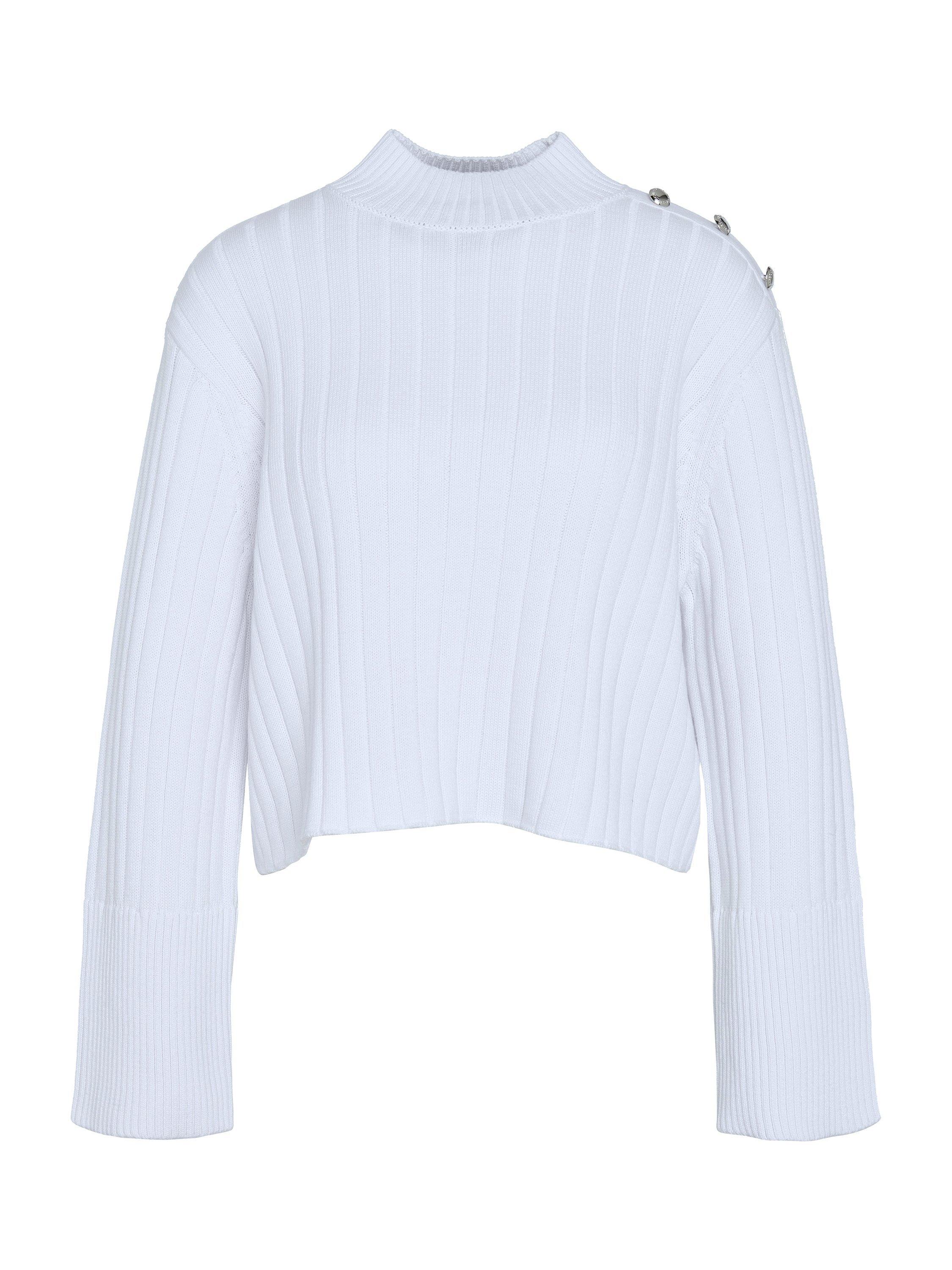 Product image 2 of 7, which shows Barbour International Della Cotton Knit Cropped Jumper, White, 10