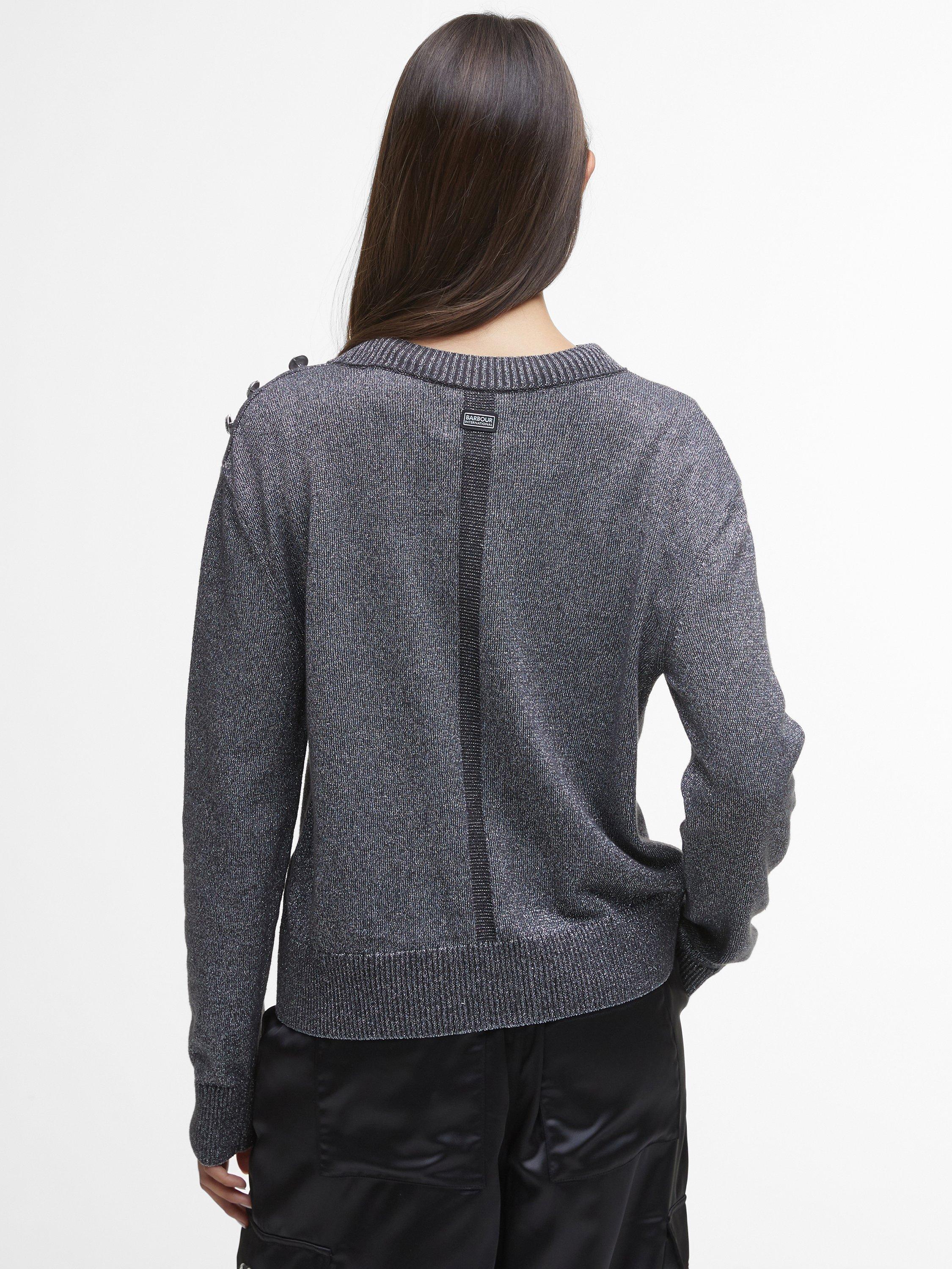 Product image 4 of 6, which shows Barbour International Jade Cotton Blend Knit Jumper, Chrome, 18