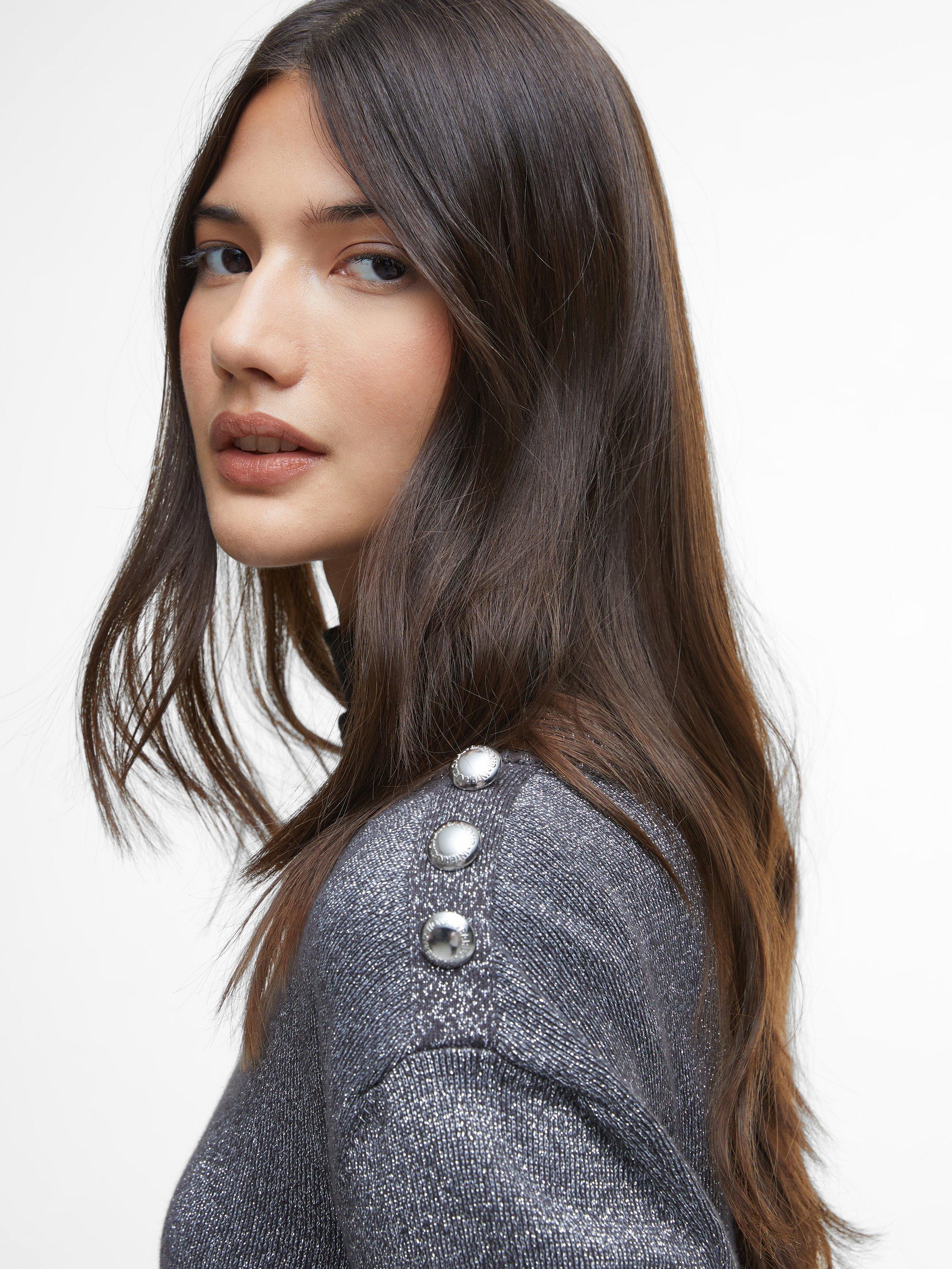 Product image 5 of 6, which shows Barbour International Jade Cotton Blend Knit Jumper, Chrome, 18