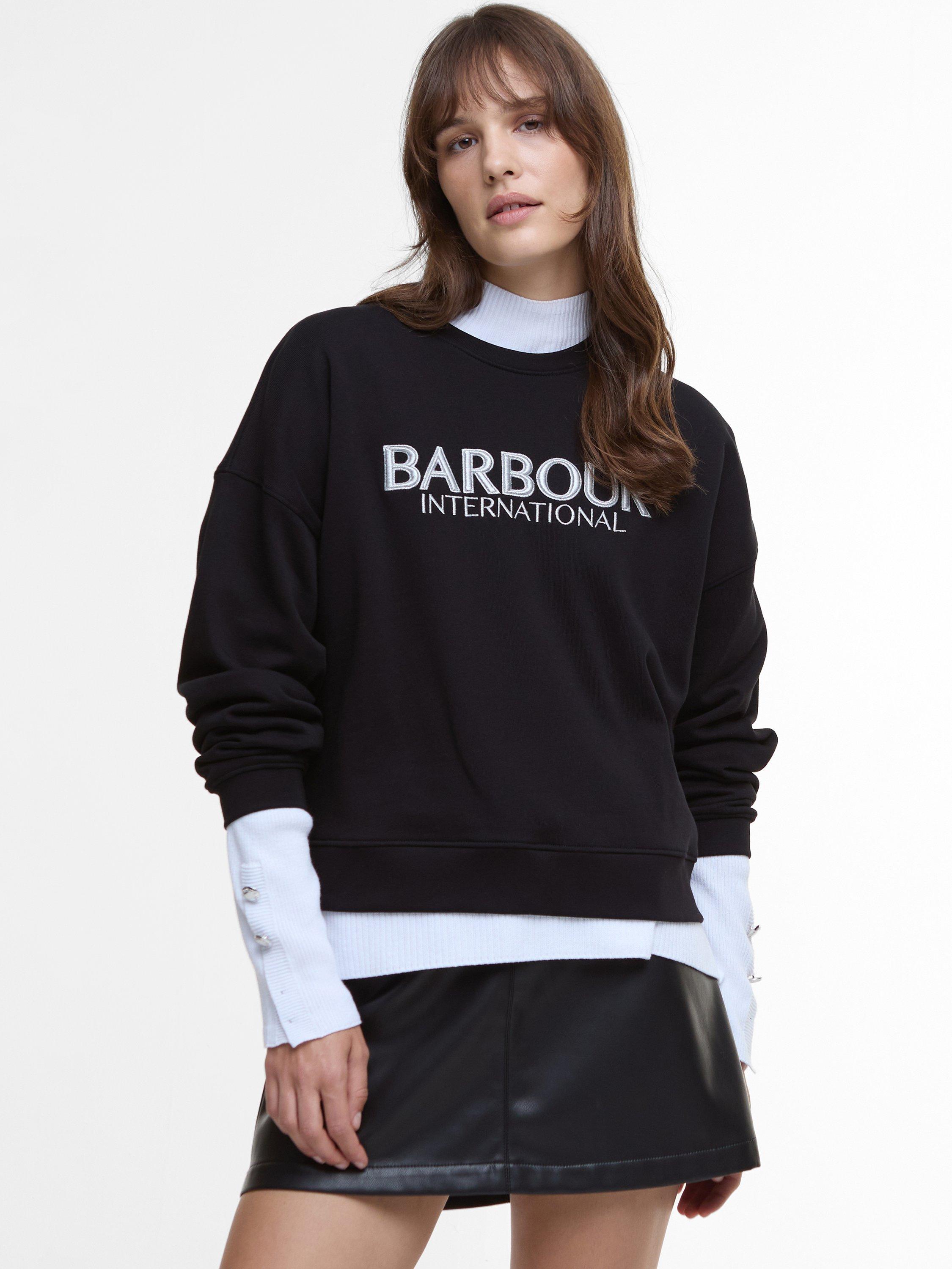 Product image 1 of 6, which shows Barbour International Franchesca Logo Cotton Sweatshirt, Black, 8