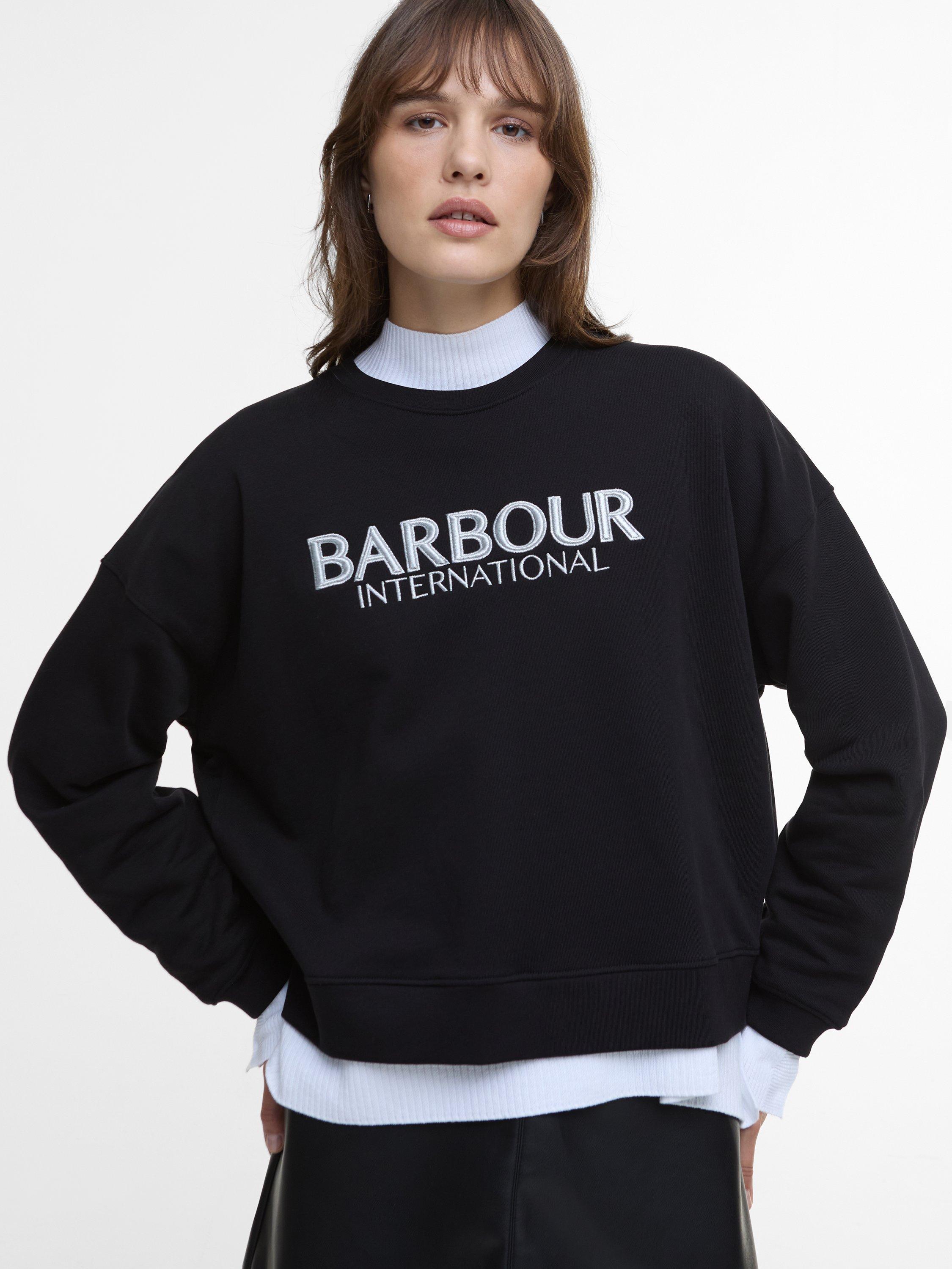 Product image 5 of 6, which shows Barbour International Franchesca Logo Cotton Sweatshirt, Black, 8