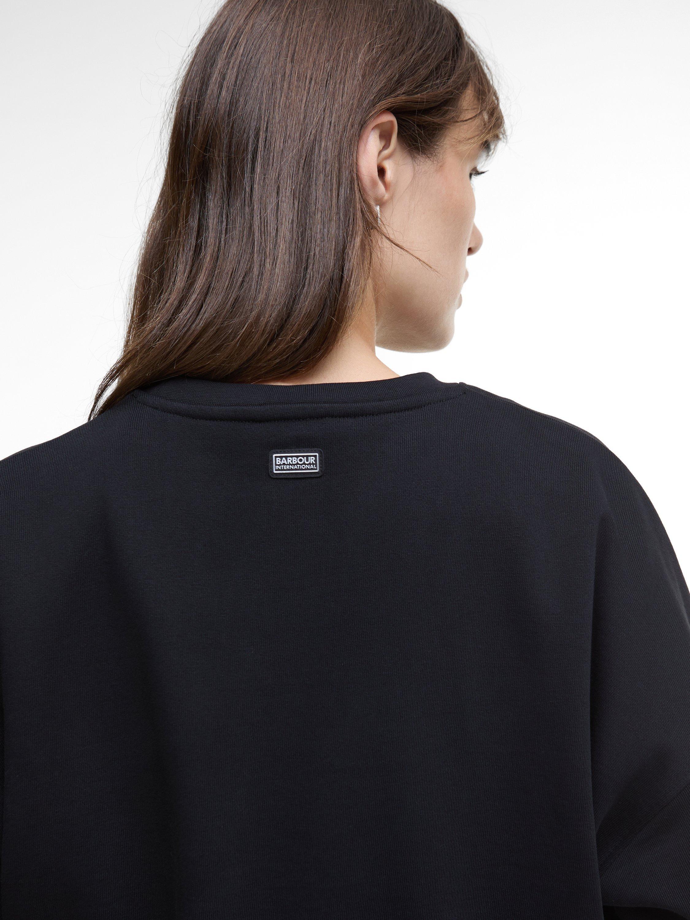 Product image 6 of 6, which shows Barbour International Franchesca Logo Cotton Sweatshirt, Black, 8