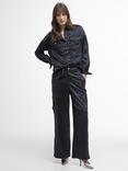 Barbour International Kaylee Wide Leg Satin Cargo Trousers, Black