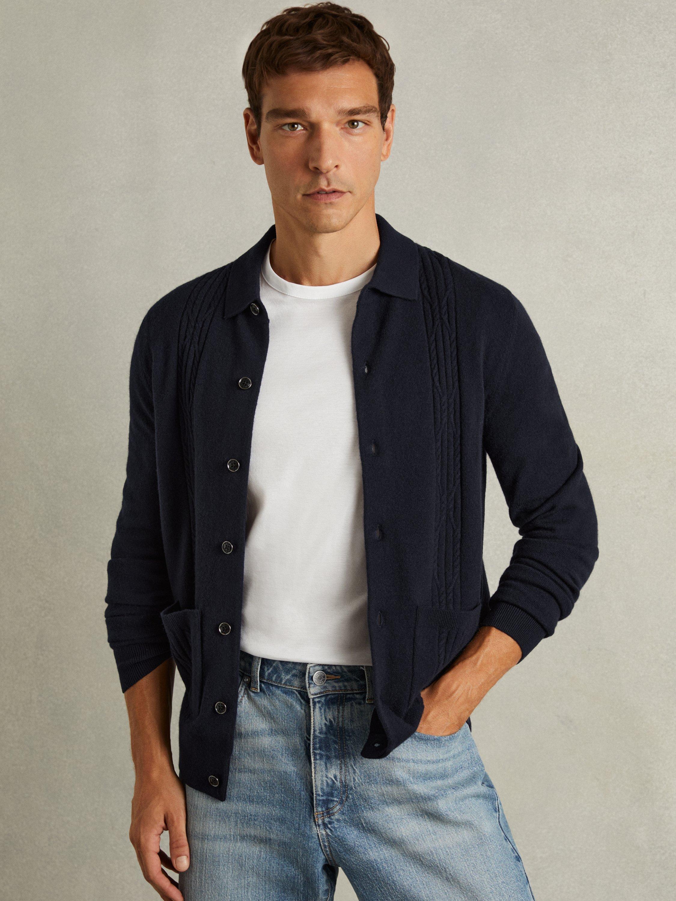 Reiss Lockhurst Wool Cable Knitted Cardigan