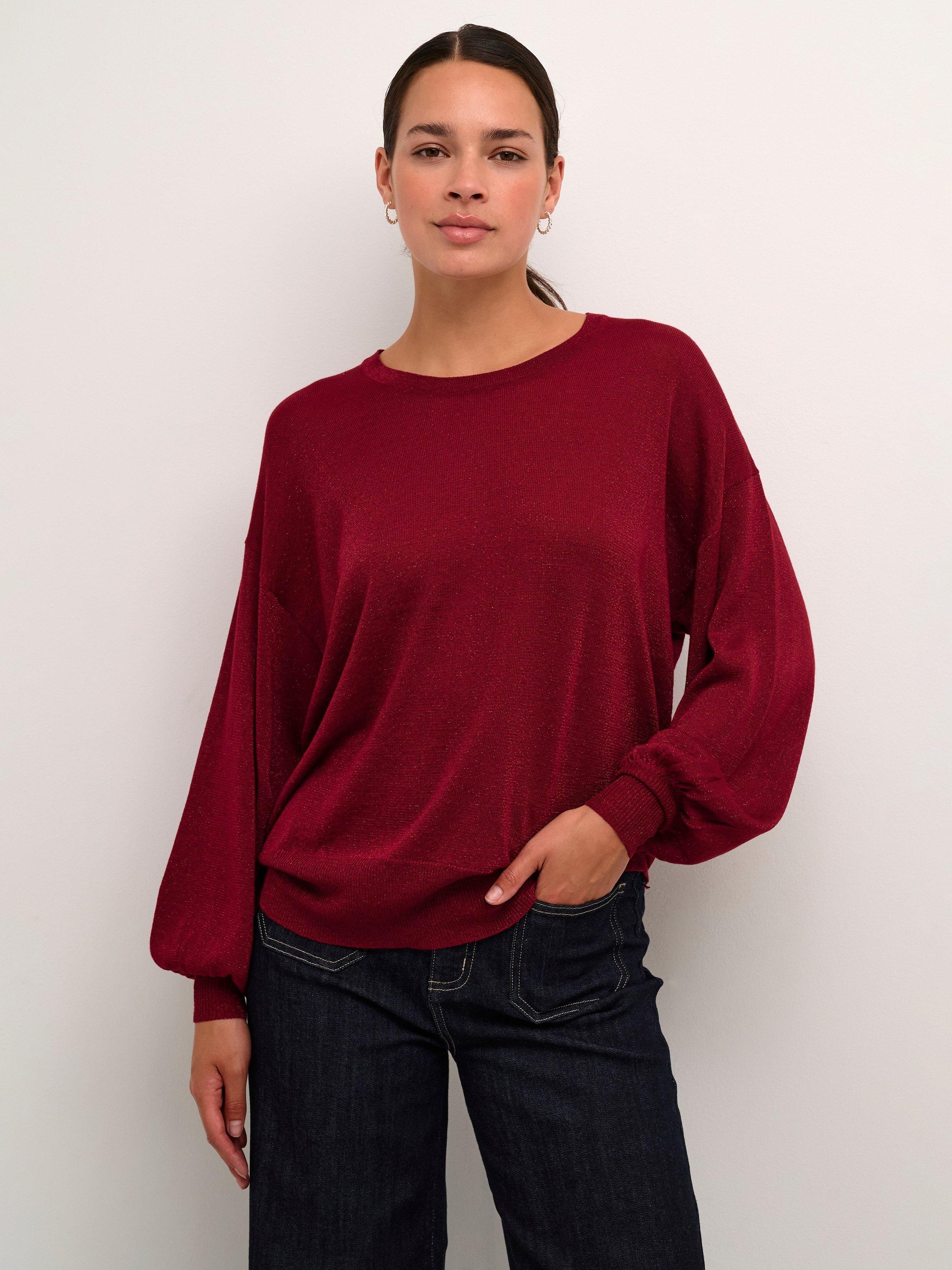 KAFFE Ankra Shimmer Jumper, Rumba Red