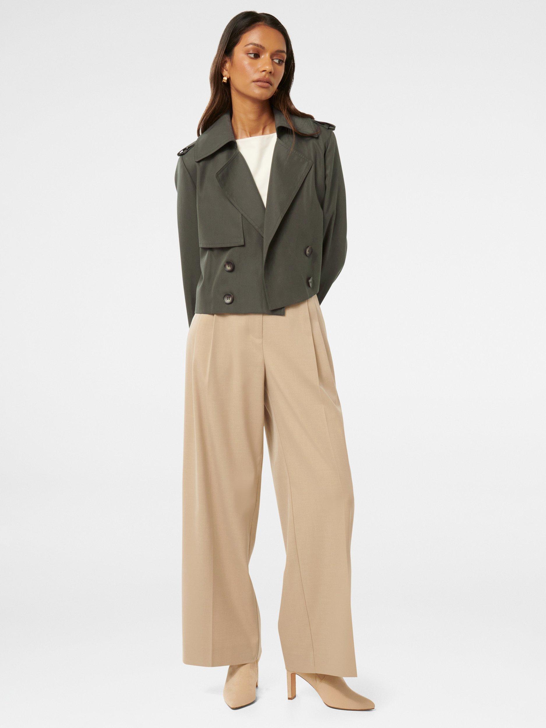 Product image 1 of 5, which shows Forever New Petite Ellie Crop Trench Coat, Green Fern, 4