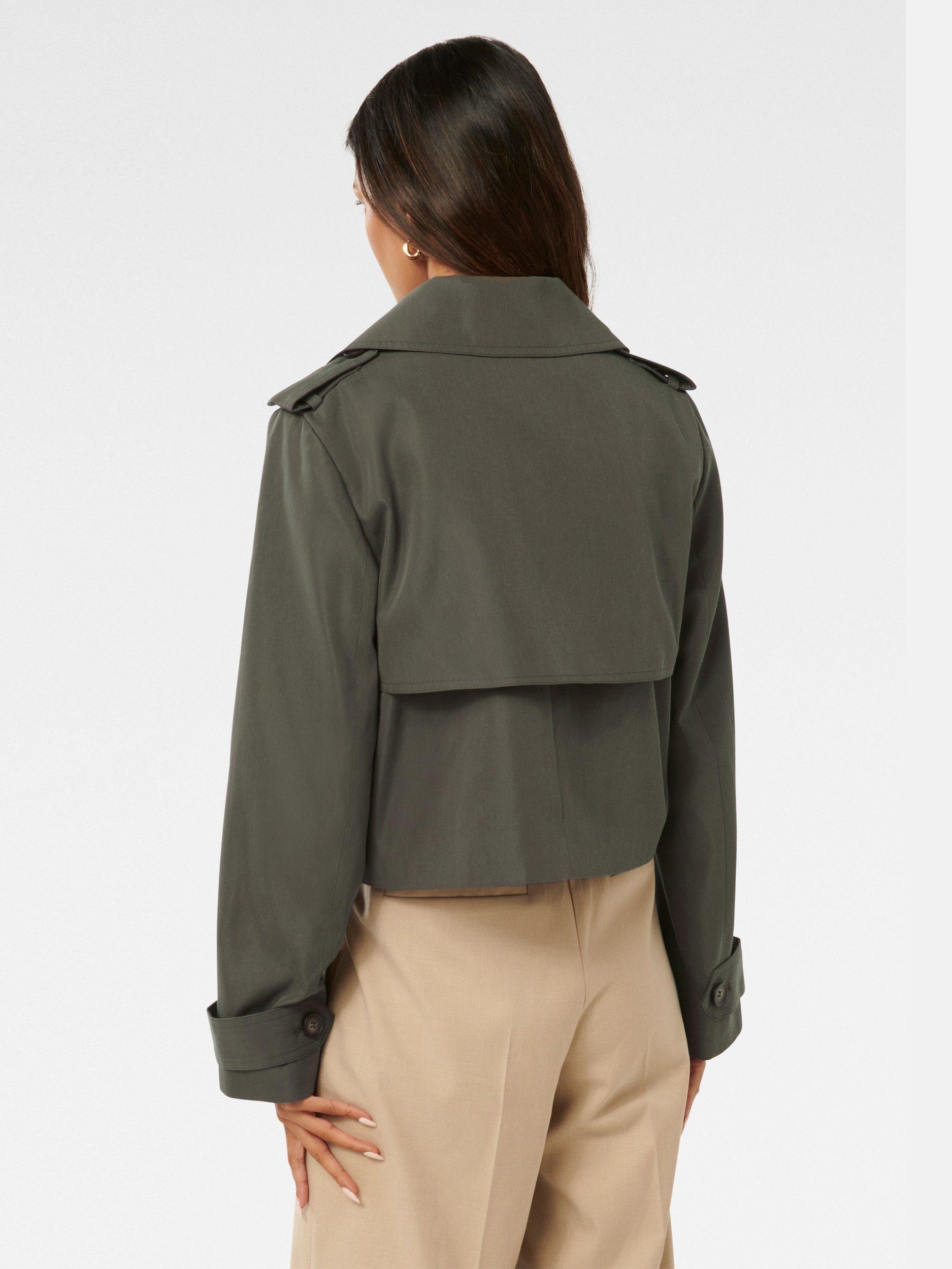 Product image 2 of 5, which shows Forever New Petite Ellie Crop Trench Coat, Green Fern, 4