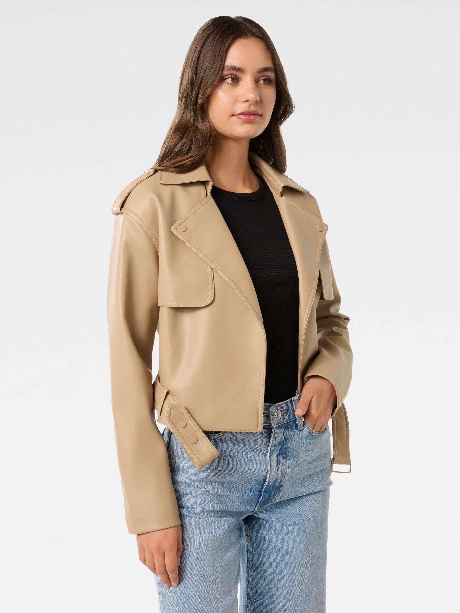 Product image 3 of 5, which shows Forever New Lorri Cropped Trench Coat, Camel, 4