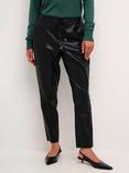 KAFFE Villa Faux Leather Cropped Trousers, Black