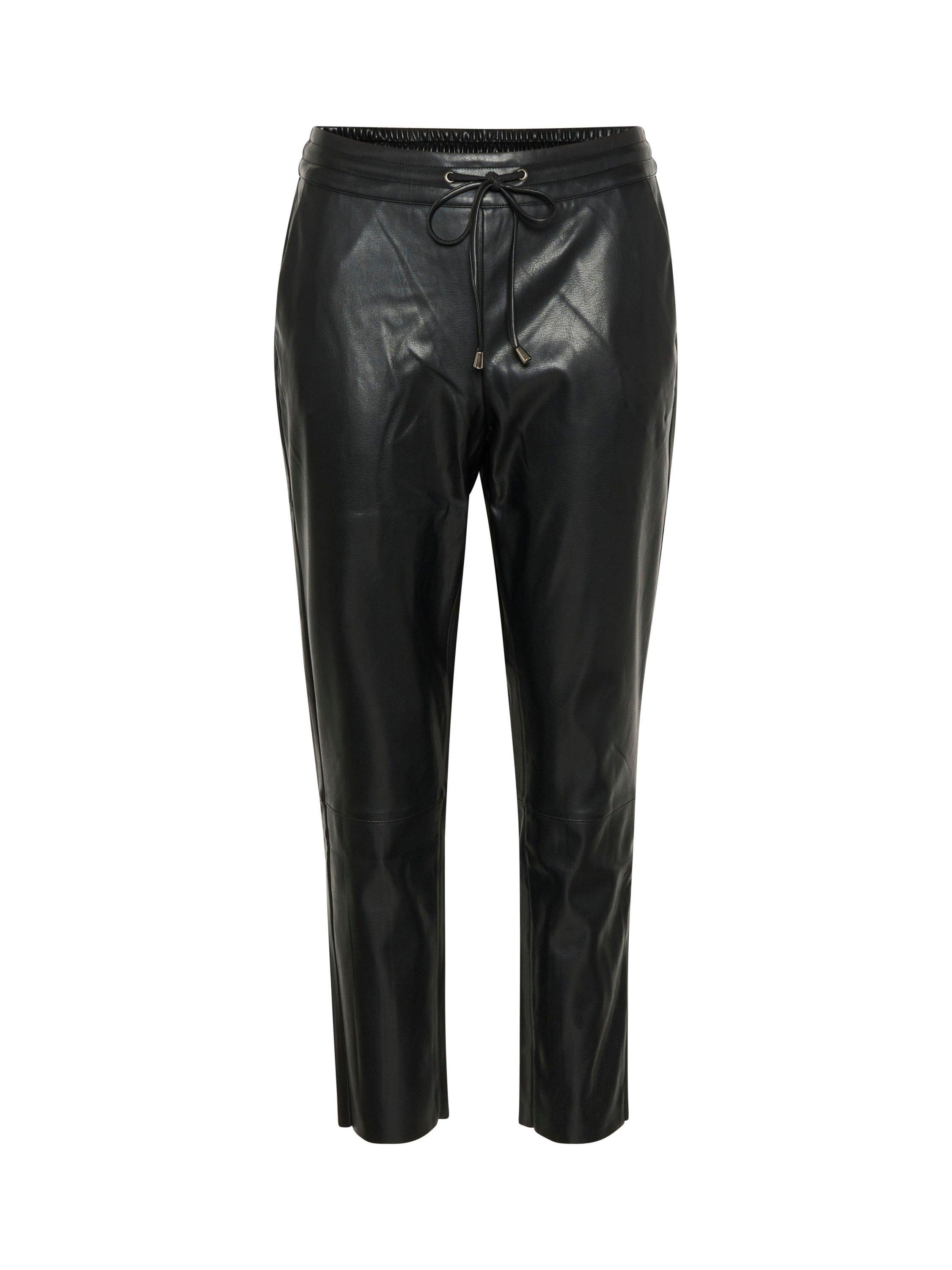 Product image 4 of 6, which shows KAFFE Villa Faux Leather Cropped Trousers, Black, 8