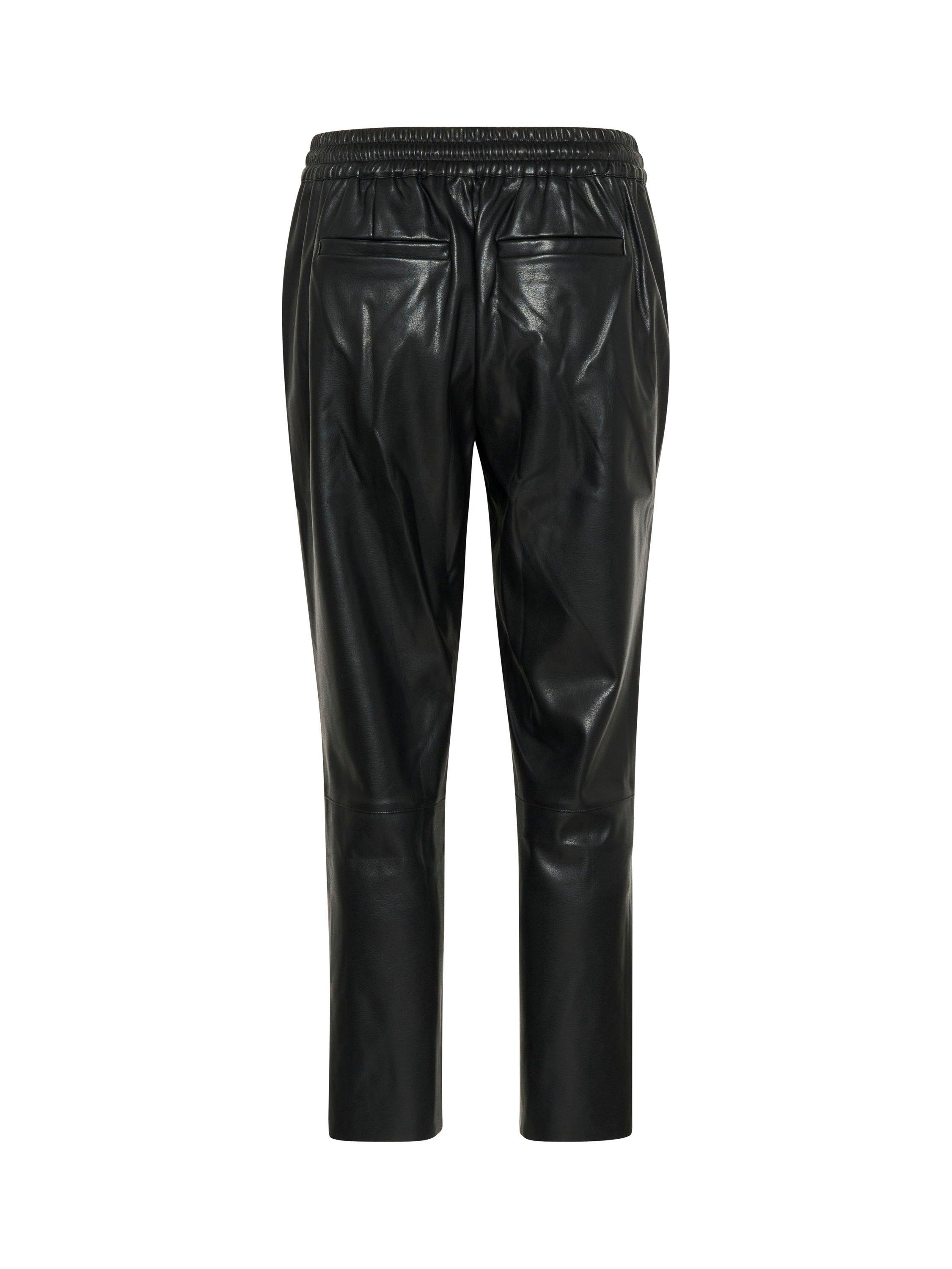 Product image 5 of 6, which shows KAFFE Villa Faux Leather Cropped Trousers, Black, 8