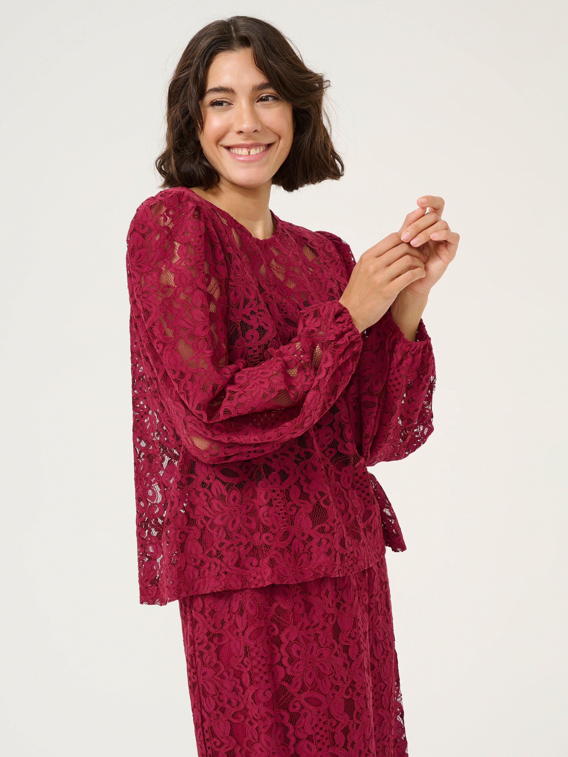 KAFFE Lanice Lace Top, Rumba Red