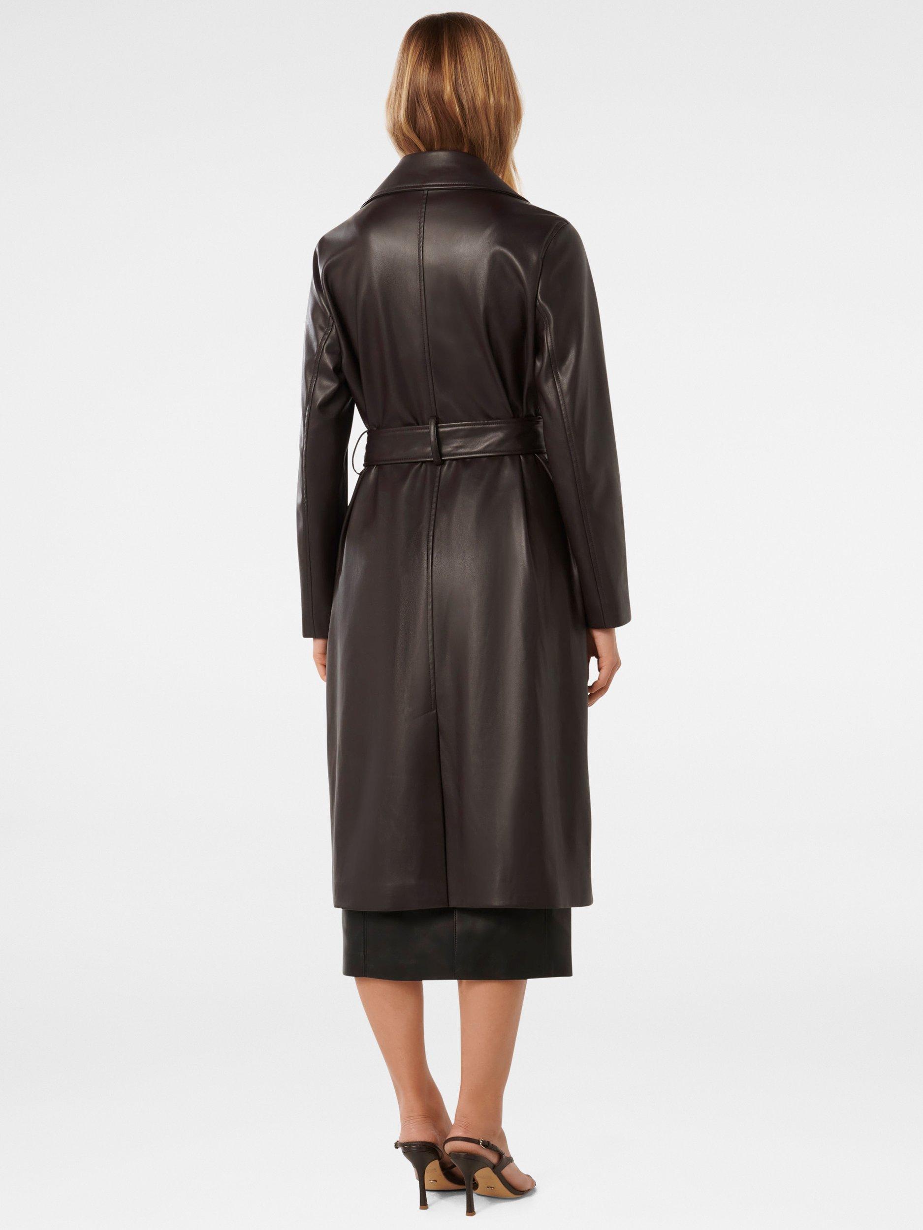 Product image 2 of 5, which shows Forever New Ronnie Faux Leather Trench Coat, Chocolate, 4