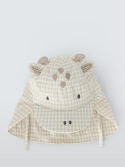 John Lewis Baby Gingham Check Giraffe Keppie Hat, Taupe, Taupe