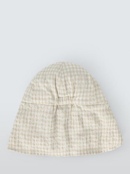 John Lewis Baby Gingham Check Giraffe Keppie Hat, Taupe - view 2, Taupe