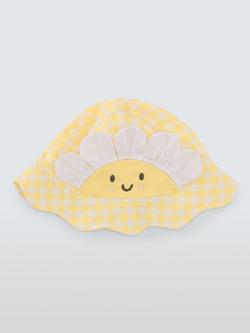 John Lewis Baby Gingham Sunflower Hat, Yellow, Yellow