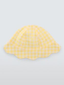 John Lewis Baby Gingham Sunflower Hat, Yellow - view 2, Yellow