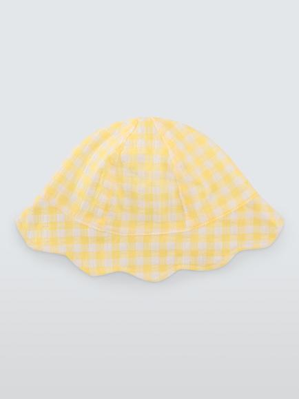 John Lewis Baby Gingham Sunflower Hat, Yellow - view 2, Yellow
