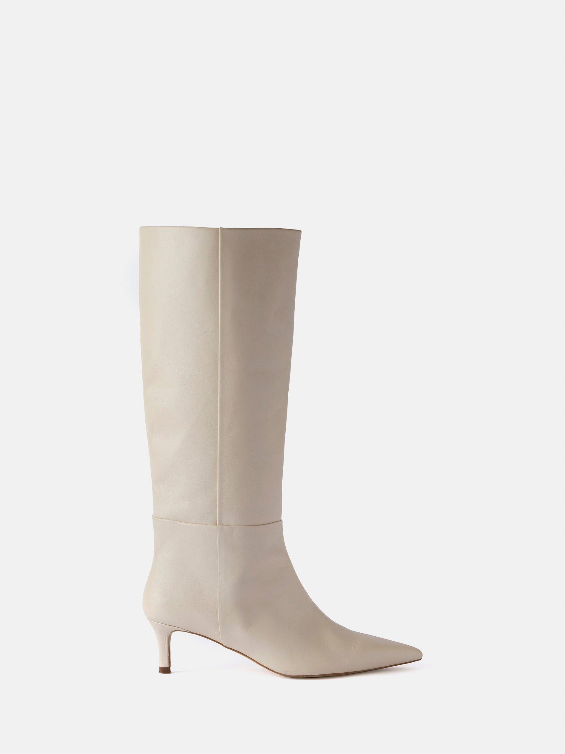 Tall cream boots hotsell