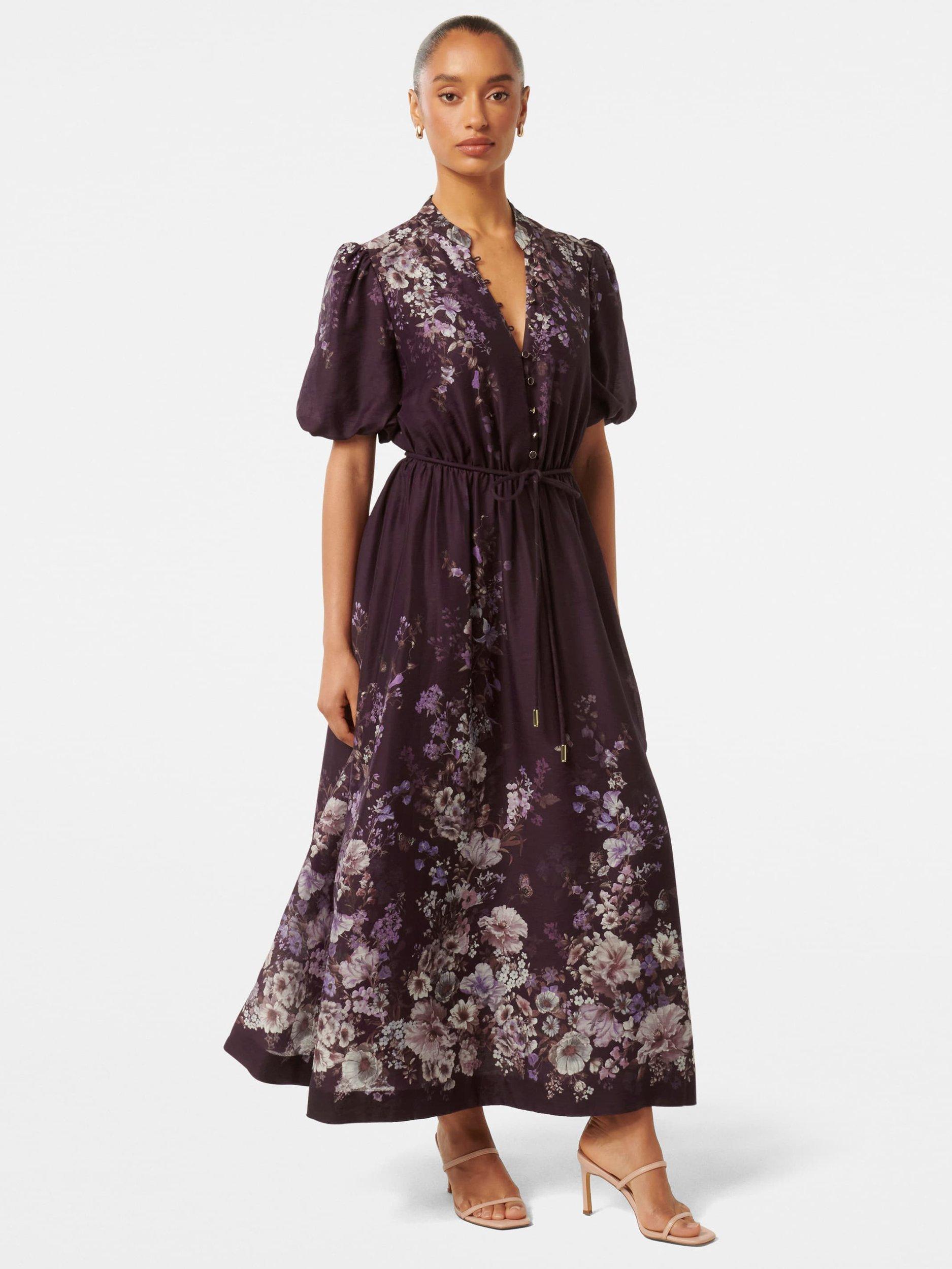 Product image 3 of 4, which shows Forever New Petite Adele Floral Dress, Berry Oxley, 4